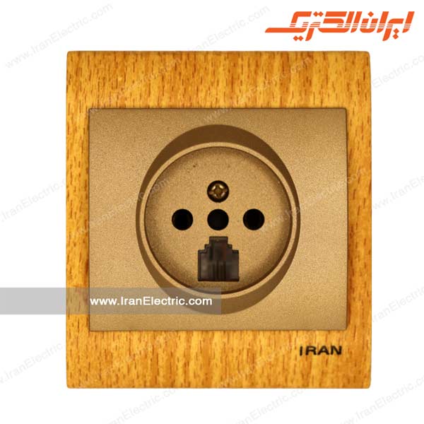 پریز تلفن دوکاره ایران چوب روشن بژ